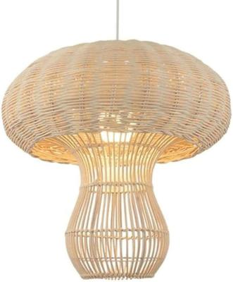 China Modern Natural Bamboo Mushroom Shade Rattan Light Fixture Indoor Handwoven Bamboo Wicker Hanging Light Wicker Pendant Lamp for sale