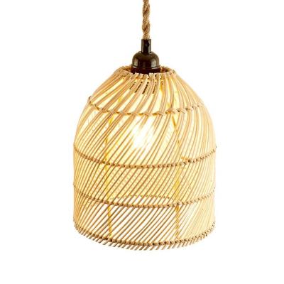 China Asian Natural Bamboo Handcraft Bamboo Rattan Ceiling Lamp Lighting Handwoven Indoor Wicker Rattan Lantern Pendant Lamp Lights for sale