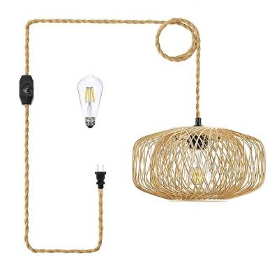 China Asian Natural Bamboo Handcraft Bamboo Ceiling Lamp Rattan Lighting Handwoven Rattan Hanging Light Wicker Pendant Lamp for Home Decor for sale