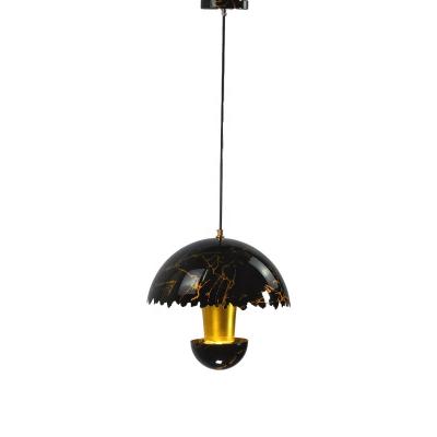 China New Design Modern Led Chandelier Indoor Black Mushroom Lamp Creative Restaurant Hanging Single Head Modern Pendant Light for sale