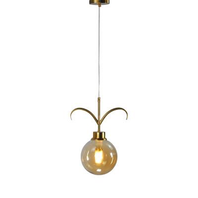 China Gold Modern Creative Single Head Pendant Hanging Light With Glass Ball Restaurant LED Chandelier Uncelling Lighting Fixtures for sale