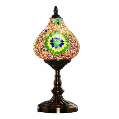 China Home Decor Unique Handmade Modern Turkish Moroccan Light Bedroom Mosaic Glass Table Lamp Lantern Office Home Decor for sale