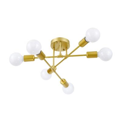 China Sputnik Rod Wrought Iron Ceiling Lights Multiple Traditional Luxury Modern Chandelier Pendant 6 Lights For Living Room for sale