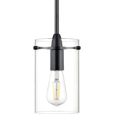 China Industrial Clear Glass Shade Hanging Matte Black Farmhouse Metal Pendant Light Adjustable Modern Ceiling Fixtures Lighting For Living Room for sale