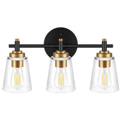 China Industrial E26 Bathroom Vanity Lights Vintage Illumination Fixtures Above Mirror Black Gold Wall Sconces Shades Home Decor Glass Lamp for sale