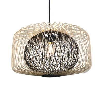 China Latest Bamboo Rattan Pendant Lamp Contemporary Modern Style Natural Black Handmade Customizable Ceiling Lighting Home Decor for sale