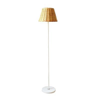 China Modern Simple Bamboo Tapered Weave Bamboo Woven Standing Light Bedroom Torchiere Drum Hand Rattan Floor Lamp Lighting Home Decor for sale