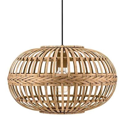 China Boho Eco-Friendly Natural Rustic Decor Bamboo Ceiling Lamp Rattan Shade Globe Lamp Life / Handwoven Kitchen Dining Island Lighting for sale