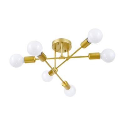 China New-Design 6 Lights Modern Minimalist Chandelier Ceiling Multiple Rod Hanging Lights Sputnik Light for Living Room Dining Room for sale