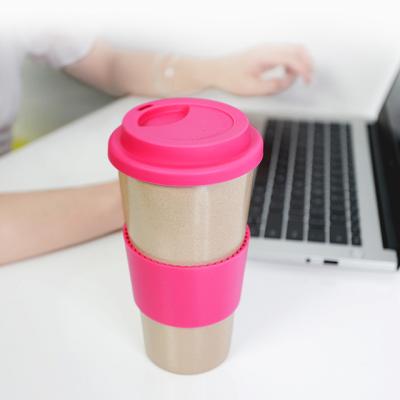 China Custom Logo 14oz 400ml Viable Cheap Biodegradable Fiber Rice Husk Bamboo Drinking Cups Mugs for sale