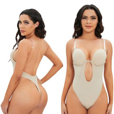 China 2022 New Summer Nylon Spandex U Strap Antibacterial Seamless Women's Tan Jumpsuit Sexy Clear Plunge Strap For Women for sale