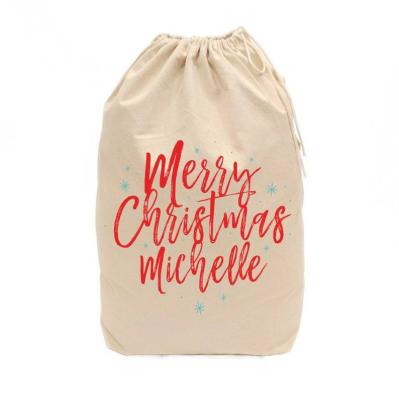 China Custom Reusable Canvas Santa Sacks Canvas Drawstring Christmas Gift Cotton Jewelry Bag for sale