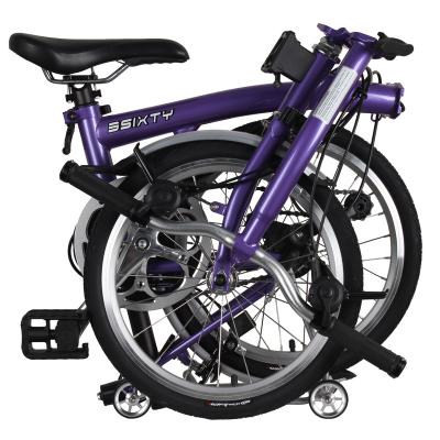 China Steel Folding 3Sixty Bike 16 Inch Folding Portable Bicycle 6 Speed ​​Purple for sale