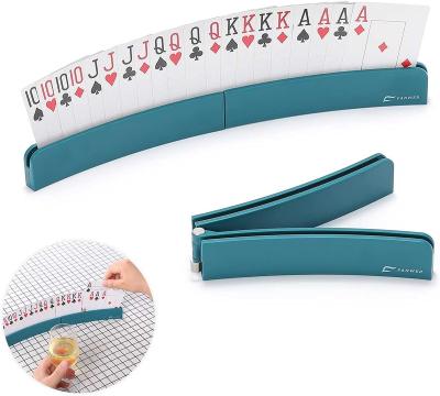 China Hands Free Curved Foldable Clip Card Holder Eco-Friendly Clip Holder Hook Holder Plastic Game Card Holder for Adults and Elders for sale