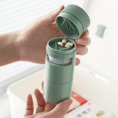 China TOPFENG ABS+PP Medicine Pill Box Pill Box Medicine Grinding Box Portable Plastic Medicine Cutter Storage Box With Cutter for sale