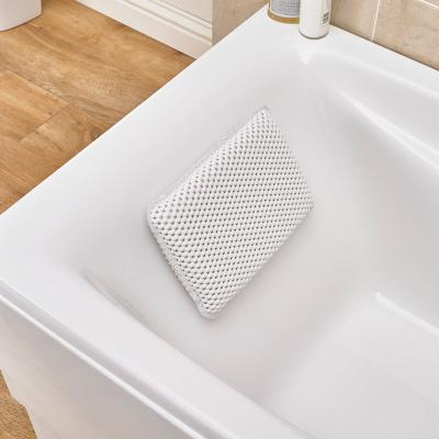 China TOPFENG Mesh 3D Mesh SPA Sustainable Non-slip Bath Rest Luxury Breathable Bathtub Pillow With 8 Suction Cups for sale