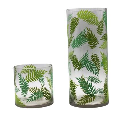 China Wholesale Minimalist Color Painting Glass Vase For Flower Vase Table Printing Flower for sale