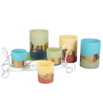 China Handmade modern wholesale luxury empty glass candle jars with lid for candle making for sale