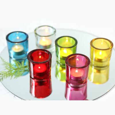 China Colorful Home Decoration Empty Container Holder Crystal Cup Glass Tumblers For Clear Candles for sale