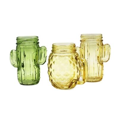 China Lovely Europe Yellow / Green Glass Lanterns With Cactus Shape for sale