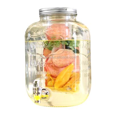 China Freshness Preservation 4l/5l/8l Jar Mason Beverage Drink Dispenser With Tap And Metal Glass Lid for sale