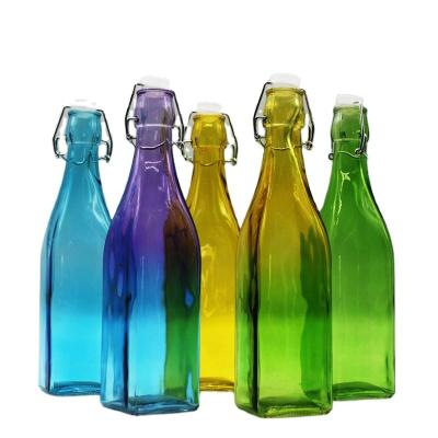 China Wine Glass Beverage Colored Bottle With Swing Top Cap ZHAOHAI for sale