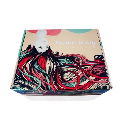 China Luxury Recyclable Private Label Hair Wig Box Package Hair Extension Corrugated Cardboard Courier Box Packaging Gift Box for sale