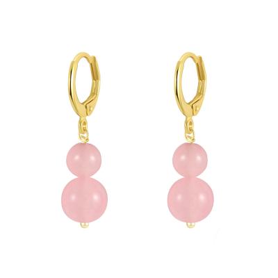 China TRENDY double chalcedony colorful jade 925 sterling silver pendant statement earrings gold plated circle earrings women for sale