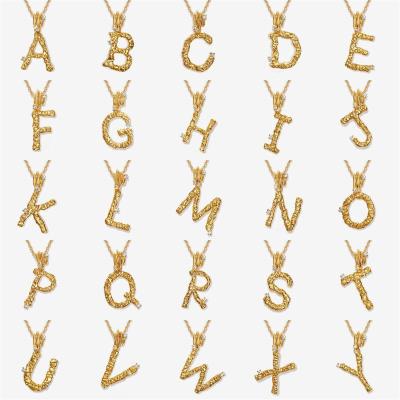 China TRENDY 925 sterling silver irregular letter zircon retro French texture fashion jewelry necklaces gold plated chain necklaces for sale