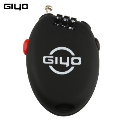 China Steel+ Engineering Plastics GIYO Bike Mini Protable 3 Digit Password Cable Theft Code Padlock Anti Lock Cycling Helmet High Quality Bags Bike Lock for sale