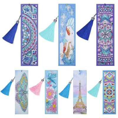 China Easy Diamond Painting Craft Diamond Embroidery DIY Handmade Leather Bookmark Tassel Bookmark for sale