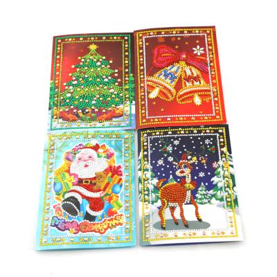 China Europe DIY shinny beads Diamond Christmas card decoration handmade holiday painting greeting gift certificates for sale