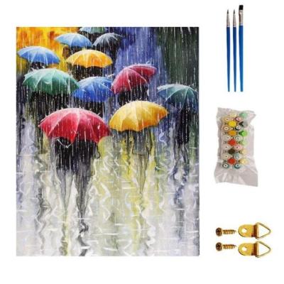 China Hand Painted Easy Abstract Rainy Day Canvas Oil Painting By Number Home Decoration Wall Art Pictures for sale