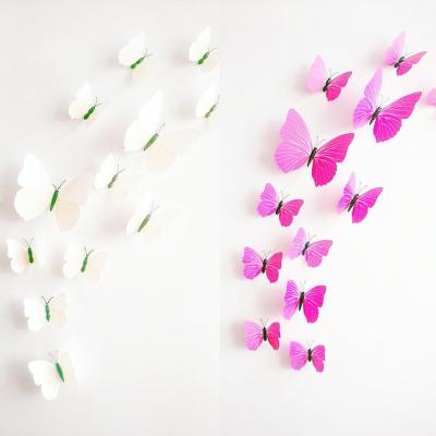 China 3d Butterflies Wall Stickers Art DIY PVC Removable Sticker Easy Set 12pcs Wedding Decorations for sale