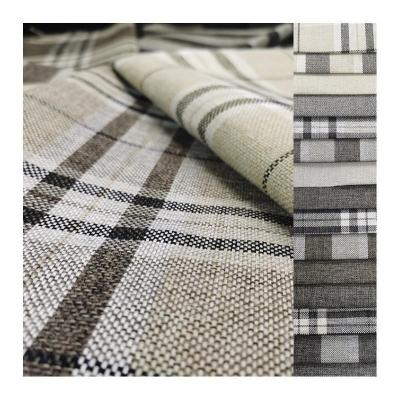 China Shrink-Resistant Manufacturers Having New Stock Textile Polyester Plaid Linen Fabric For Sofa Cushion Cover Regular Supply for sale