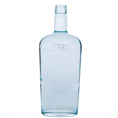 China 1000ml 750m Beverage Whiskey Bottle With Metal Lid Square Crystal Flint Glass Wine Bottle Tequila Bottle for sale