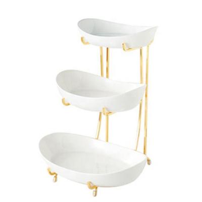 China Nordic Creative Three-Tier Creative Dessert Dish Factory Multi-layer Fruit Tray Ceramic Stand Cake Style for sale