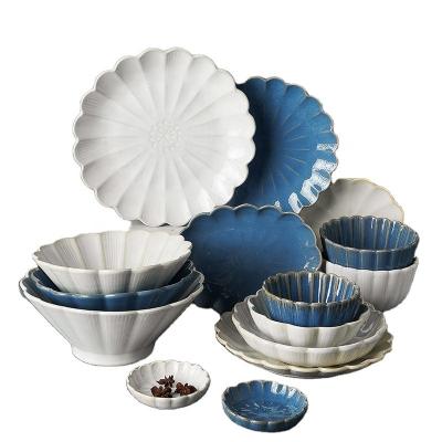 China Ceramic Dish Sustainable Banquet Fashion Special Dish Flower Shaped Special Ceramic Bowl Hotel Dinnerware Set Series for sale