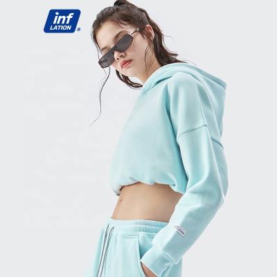 China Wholesale Breathable Hoodie Women Streetwear Fleece Winter Cropped Thick Sweatpants And Hoodie Set for sale