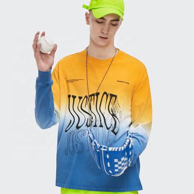 China Custom Made Popular Men's Long Sleeve T-Shirt QUICK DRY OEM Streetwear Logo Printing Hanging Dye Loose for sale