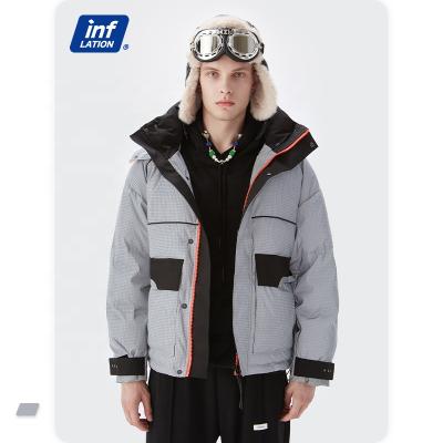 China Waterproof Down Coat 90% Content 90% Reflective Windbreaker Hoodie Thick Men Duck Down Jacket White Winter Coat for sale