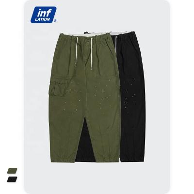 China Wholesale Custom QUICK DRY Streetwear Splash Ink Hip Hop Pants Men Army Green Cotton Straight Leg Cargo Pants for sale