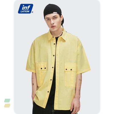 China Anti-pilling Wholesale Simple Men's Shirts 2021 Summer Candy Color Casual Button Down New Look Pockets Mens Shirts for sale