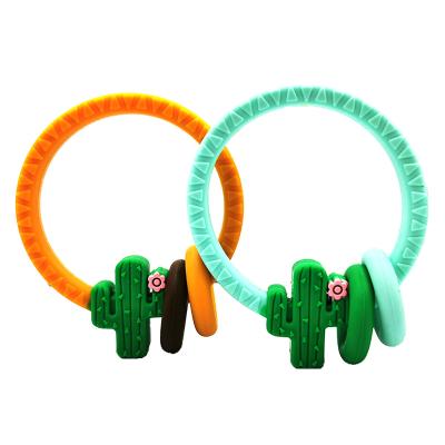 China YXT-BT-50 Latest Design BPA Free Silicone Chewable Wholesale Baby Teething Ring Baby Teether Rings for sale