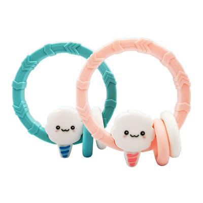 China Wholesale Chewable Soft Round Silicone Health Fashion Cartoon YXT-BT-52 Baby Teether Ring for sale