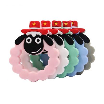 China YXT-BT-53 Factory Price Baby Chewable Silicone Teething Toy Wholesale New Sheep Silicone Baby Teether Ring for sale