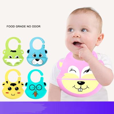 China YX-BBI-02 Ifants Cartoon Soft Silicone Bib Super Soft Children's Waterproof Meal In Summer No Washing Baby Bib Saliva Pouch for sale