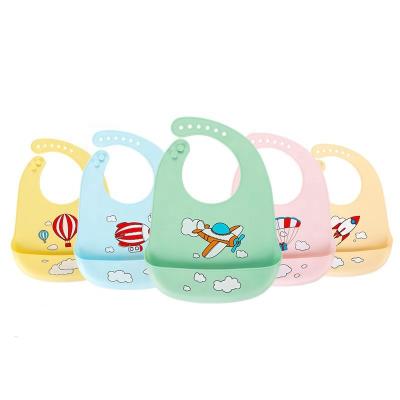 China Super Soft Three-Dimensional Pouch Custom Logo Pattern Baby Cartoon Saliva Soft Silicone Waterproof Bib Children YX-BBI-01 for sale