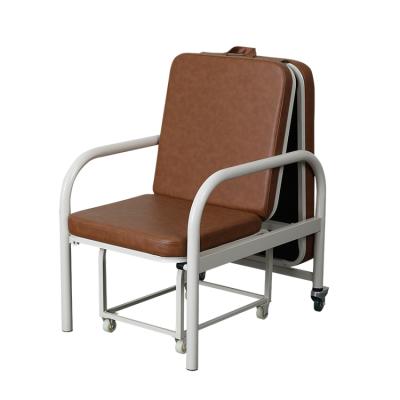 China Can be flattened and contracted YXG-50 medical chair with bed PU leather upholstery to flatten and shrink retractable hospital patients accompany chair hospital bedside chair for sale