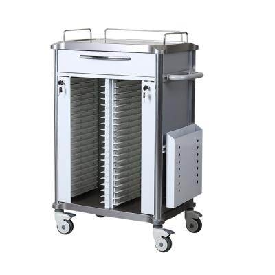 China Hosptial YXG-37-2 Stainless Steel Hospital Ward Trolley Medical Patient History Trolley Double (40 Frames) for sale